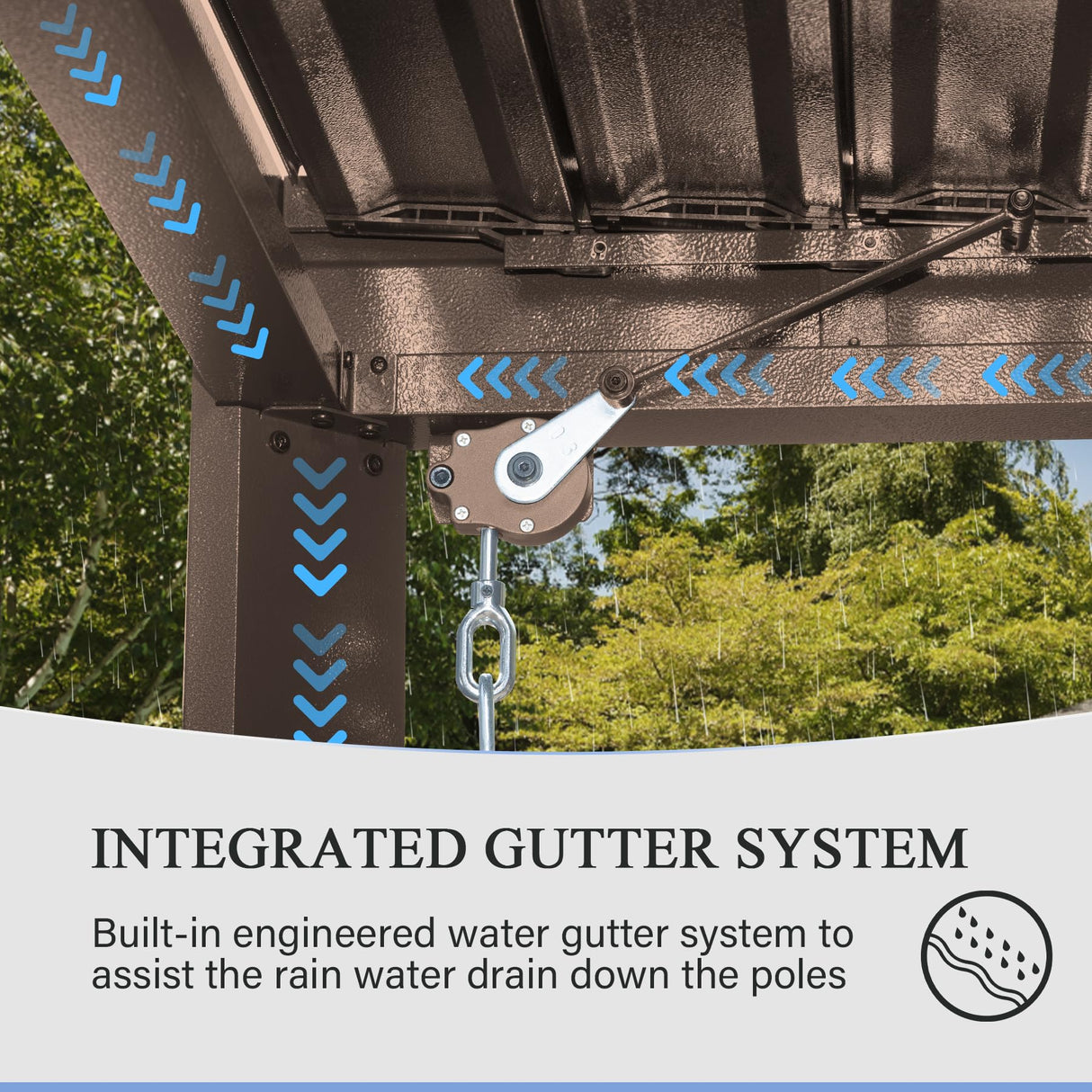 Domi Outdoor Louvered Pergola 10x16FT with Adjustable Steel Roof, Outdoor Aluminum Frame Rainproof Pergola for Backyard, Garden and Lawn,Brown domi outdoor living