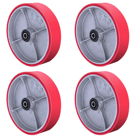 8"X 2" Heavy Duty Casters Wheels - Industrial Caster Wheels Polyurethane Caster Wheel with Strong Load-bearing Capacity 6000 LB, heavy duty casters wheel -set of 4, Widely Used in Tool Box, Trail Jack SY America