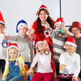 14 Sets Wreath Tree Ornaments Craft Kit with Ribbons, Bows and Bells Assortment for Kids Holiday Winter Bracelets and Necklaces Winlyn