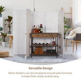 Duraspace 8 Panels Room Divider 6 FT Tall Weave Fiber Privacy Screen Freestanding Double Hinged Folding Screen Extra Wide Room Dividers for Patio Privacy (Off White) DURASPACE