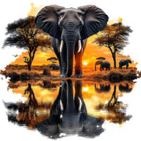 MXJSUA DIY Diamond Painting Kits for Adults, African Elephant Diamond Gem Art Painting for Beginners, Diamond Picture with Full Round Drill Dots Craft Set Gift, 12x12 Inch MXJSUA