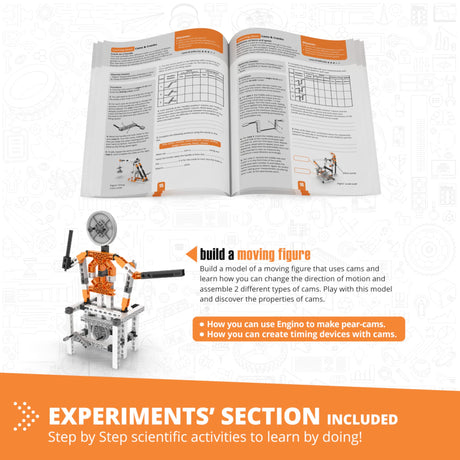 Engino- STEM Toys, Mechanics Cams & Cranks, Engineering Kit for Kids 9+, Learning & Education Set, Gifts for Boys & Girls, STEM Building Toys (8 Model Options) Engino