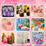 MACIOZE 600 Pcs Pink Pipe Cleaners Craft for Flowers, Pastel Chenille Stems for DIY Art Projects Creative Gift(6 Colors), Bulk Fuzzy Pipe Cleaner Flower Kit, Ideals for Party Decor (Pink Flower) MACIOZE