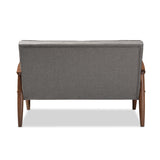 Baxton Studio Sorrento Mid-Century Retro Modern Grey Fabric Upholstered Wooden 2-Seater Loveseat Baxton Studio