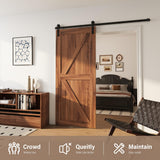 WINSOON 13FT Barn Door Hardware Kit: Single Sliding Door Hardware - Heavy Duty Black Barn Door Track Kit - Carbon Steel Sliding Barn Door Rail - J-Shape Easy to Install for 83" Closet Panel(No Door) WINSOON