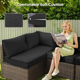 TANGJEAMER Patio Furniture Set 7 Pieces with 44" Fire Pit Table, Rattan Outdoor Sectional Conversation Sets, All Weather Outdoor Furniture Set with Cushions for Garden Lawn Balcony Porch Deck Black TANGJEAMER