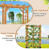 Giantex 7FT Wood Garden Arbor Trellis, Wooden Wedding Arch for Ceremony Party, Outdoor Archway Pergola for Climbing Plants, Pathway, Yard, Garden Decor, Easy Assembly (Honey Brown, 55''W x 85''H) Giantex