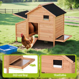 Narkula Outdoor Chicken Coop, Duck House with Nesting Box/Pull Out Tray/Secure Doors, Wooden Small Chicken Cage Weatherproof/Ventilation, 42.91" x 38.58" x 28.74", Brown NARKULA