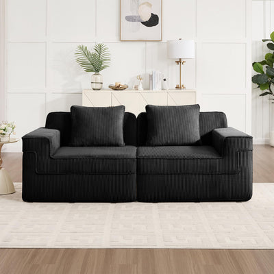 81.1" Modular Loveseat Sofa,Boneless Sectional Couch,Deep Seat Comfy Cloud Couch Sofa for Living Room Bedroom,No Assembly Required,Corduroy