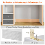 REIBII High-Capacity Desktop Bookshelf with 8 Shelves and 2 Drawers - Adjustable Desk Organizer in White REIBII