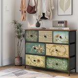 Tohomeor Dresser with Drawers for Bedroom Chest of Drawers Fabric Dresser for Closet,Nursery Entryway Hall Tree TV Stand for Living Room Retro Floral Pattern Drawers Wooden Top (7 Drawers) Tohomeor