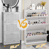 Boonatu Shoe Cabinet Storage for Entryway, Shoe Cabinet Storage with 3 Flip Drawers, Shoe Cabinet for Entryway Slim Space, 3 Tier White Shoe Cabinet Freestanding Wood Shoe Rack for Entryway, Hallway Boonatu