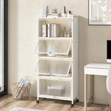 Giantex 5-Tier Kitchen Storage Cabinet, Mobile Microwave Stand with Flip-up PC Doors, Freestanding Kitchen Bakers Rack with 4 Rolling Casters, for Dining Room, Living Room and Study (White) Giantex