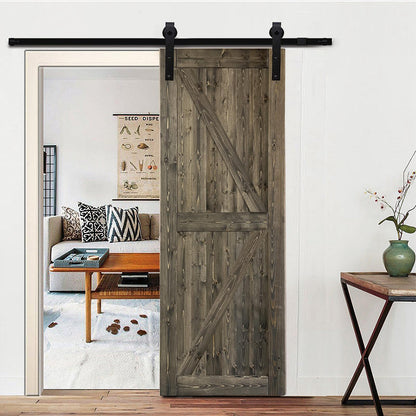 Winado 36" x 84" Sliding Barn Door, DIY Unfinished Interior Door with 6.6 FT Sliding Door Hardware Kit and Handle/Solid Spruce Wood/Predrilled Holes - WoodArtSupply