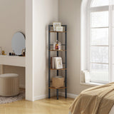 Tajsoon 4-Tier Industrial Corner Ladder Shelf - Rustic Brown Metal Frame for Living Room, Bedroom, Office Tajsoon