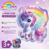 FAMOPLAY 45pcs Unicorn & Mermaid Double-Sided Floor Puzzles, Ages 3-8, 27.6x32 In, Waterproof, EVA Material, Jumbo Jigsaw Puzzle, 1 Set of 45 Pieces FAMOPLAY