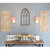 Besuerte Mason Jar Wall Decor Set of 2, Farmhouse Decor Living Room, Hanging Wall Decor with Remote Fairy Light and Rose Eucalyptus Flowers, Country Inspirational Rustic Wall Decor, Rustic Brown Besuerte