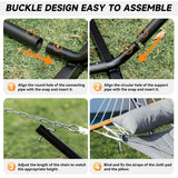 Everyfun Double Hammock with Stand, 2 Person Cotton Rope Hammock with Removable Polyester Pad, 500LBS Capacity, Portable & Adjustable Design, Includes Storage Bag, Indoor Outdoor Use,Dark-Gray Everyfun