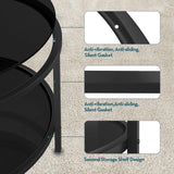 SAYGOER 27.6'' Round Coffee Table 2 Tier Black Glass Coffee Tables with Storage Shelf for Large or Small Space Modern Simple Sofa Table for Living Room Home Office, Easy Assembly… SAYGOER