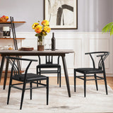 Yaheetech Leather Dining Chair 4pcs Mid-Century Modern Dining Chair with Backrest PU leather Seat Solid Metal Arm Chairs Black,Set of 4 Yaheetech