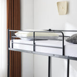 Karl home Black Bunk Bed Twin Over Twin with 2 Storage Drawers, Metal Bunk Bed with Built-in Ladder and Safety Guardrail, Space-Saving Twin Bunk Beds for Kids, Teens & Adults, No Box Spring Karl home