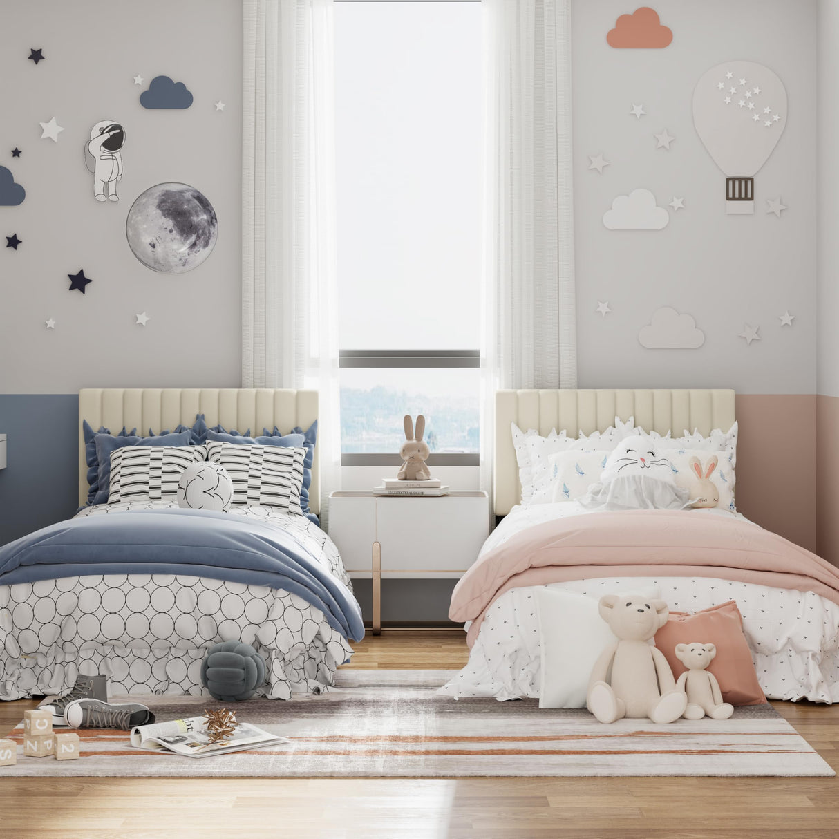 AILUNWALL Twin Size Bed Frame, Velvet Upholstered Platform Bed with Adjustable Tufted Headboard, Sturdy Frame and Slats, No Noiseless, No Box Spring Required, Easy Assembly, Beige AILUNWALL