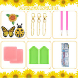 Inbagi 15 Pcs Spring Flowers Diamond Painting Keychains Sunflower Diamond Art Keychains Kits for Adults Gnome Butterfly Hanging Ornaments Rhinestones 5d Key Rings for DIY Crafts Home Party Decor Inbagi