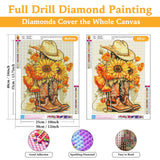 Diamond Art Kits for Adults Cowboy Boot, DIY 5D Diamond Painting Kit for Beginners Sunflower, Cowboy Hat Full Round Drill Gem Art Dots for Adults, Perfect for Home Wall Decor 12X16 Inch Okarina