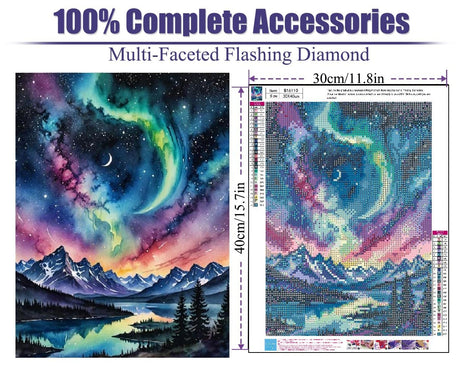 Eiazuiks Diamond Art Kits for Adults, Diamond Painting Kits for Adults 5D DIY Full Drill Diamond Dots for Gift Wall Decor and Relaxation Gem Arts Aurora 12x16 inch Eiazuiks