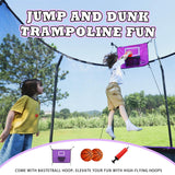ACWARM HOME 14 FT Trampoline for Kids and Adults, Trampolines with Basketball Hoop and LED Lights,Trampoline Outdoor with Net, ASTM Approved, Purple ACWARM HOME