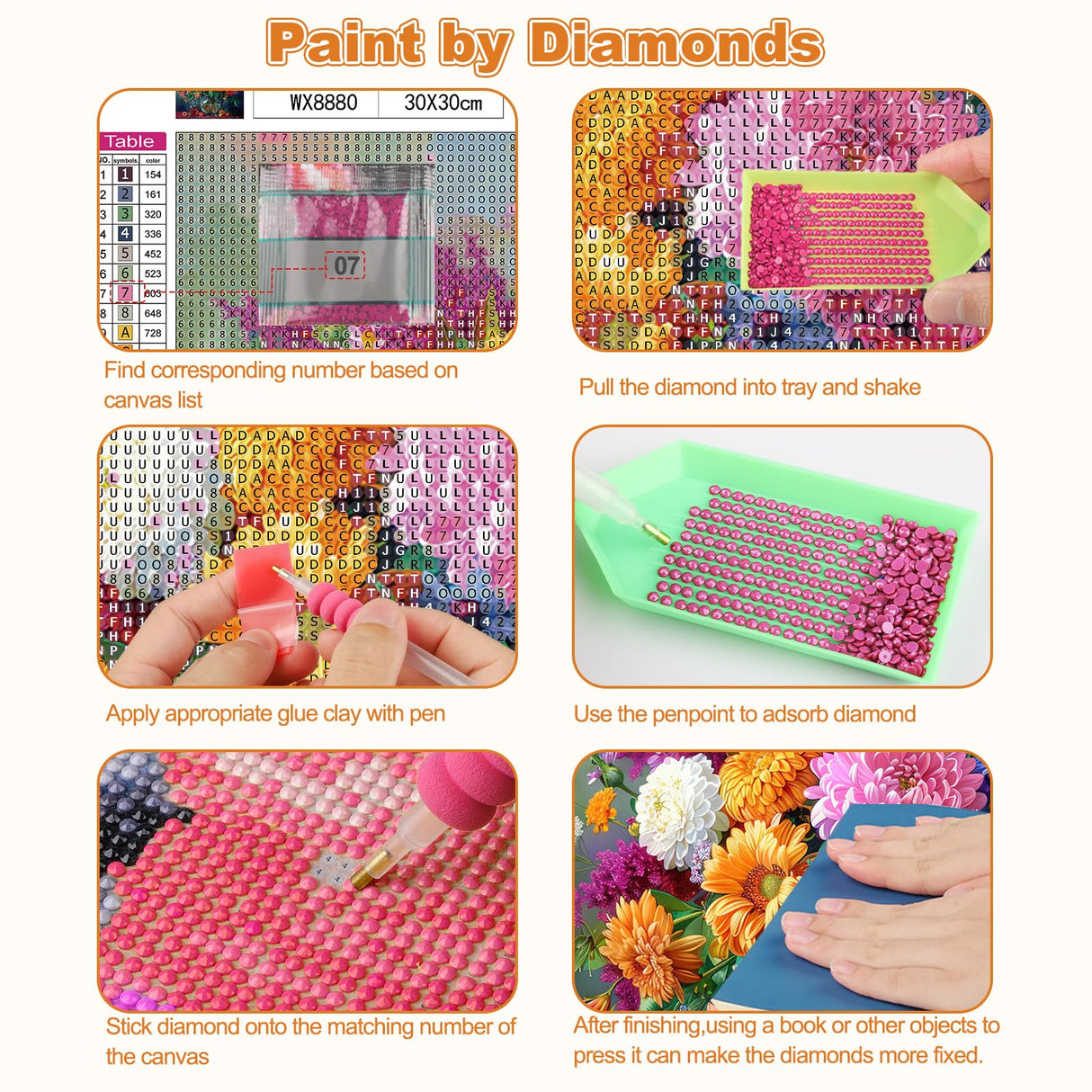 CEOVR Flower Diamond Art Kits for Adults, 5D Full Drill Diamond Painting Dots DIY Gem Art, Adult Crafts Kits Arts and Crafts, Wall Decor for Home Office 12x12in CEOVR
