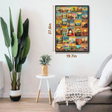 Vintage United States Travel Puzzles for Adults 1000 Pieces, American Landscape Collage Jigsaw Puzzle Including 35 Landmarks Posters，Retro Nature Scenic Puzzle Yosemite National Park Statue of Liberty PPuzzling