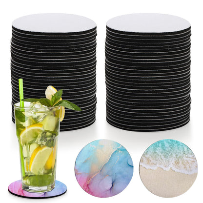 Okllen 60 Pack Sublimation Blank Coaster, Round Sublimation Blank Cup Mat, Rubber Heat Transfer Press Cup Coaster, 4Inch/10 CM