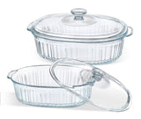 M MCIRCO 4-Piece Glass Casserole Baking Dish, Set of 2 Casseroles With Glass Lids, 1.9 Qt and 3 Qt M MCIRCO