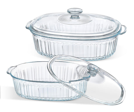 M MCIRCO 4-Piece Glass Casserole Baking Dish, Set of 2 Casseroles With Glass Lids, 1.9 Qt and 3 Qt M MCIRCO