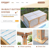 EROMMY Louvered Pergola 12' x 20' Outdoor Hard Top Gazebo with Wooden Grain Aluminum Frame and Adjustable Metal Rainproof Roof for Garden & Patio, EROMMY