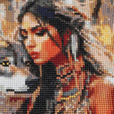 CEOVR American Native Indian Woman Diamond Art Kits for Adults, Wolf Diamond Painting Dots DIY DIY Gem Art, Adult Crafts Kits Wall Decor for Home Office 12x16in CEOVR