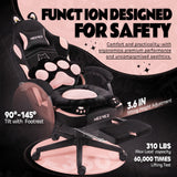 Pink Gaming Chair Cute with Cat Ears Paw Lumbar and Cushion,Ergonomic Computer Chair with Footrest,Reclining PC Game Chair for Girl Computer Chair 300lbs for Adult MEENICE