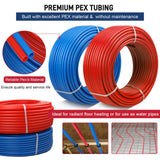 PEX Pipe 1/2 Inch 300ft 2 Rolls PEX Tubing EVOH PEX-B Pipe Non Oxygen Barrier Durable Leakage-Proof Flexible for Residential Water Lines in Homes PEX Radiant Heat Tubing(Red+Blue) Likeem