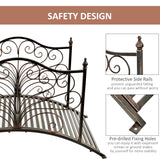 Outsunny 4’ Metal Arch Backyard Garden Bridge with Safety Siderails, Delicate Scrollwork, & Easy Assembly, Black Bronze Outsunny