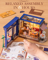 Rolife DIY Miniature House Kit Leisure Tea Time, 3D Book Nook Openable Bookshelf Decor for Adults, Mini Model House Kits, DIY Crafts Kit Halloween for Adults (Leisure Tea Time) Rolife