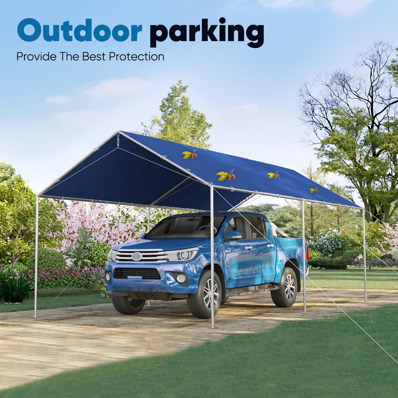 Quictent 10x20 ft Heavy Duty Carport Car Canopy Garage Outdoor Boat Shelter Party Tent- Blue - WoodArtSupply