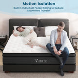 Vantto Full Size Mattress, 12 Inch Memory Foam Hybrid Mattress in a Box with Pocket Springs for Motion Isolation Pressure Relief, 100 Nights Trial, CertiPUR-US Vantto