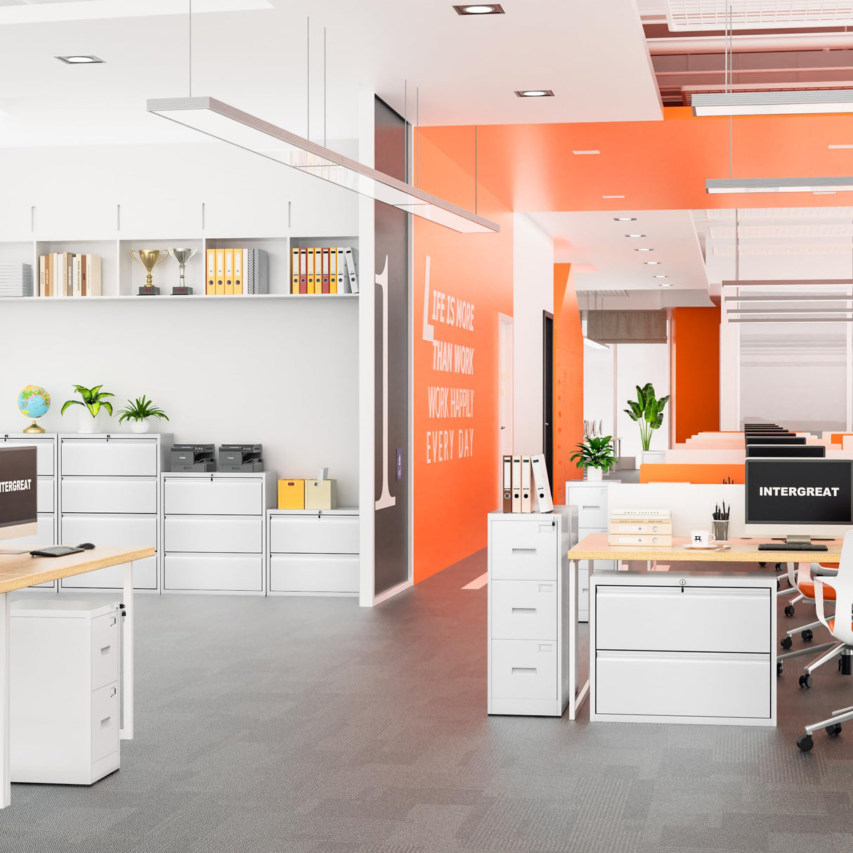 INTERGREAT 2 Drawer Lateral File Cabinet with Lock, 28" W White Lateral Filing Cabinet, Locking Metal Steel Wide File Cabinets for Home Office INTERGREAT