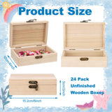Hoemwarm 24 Pack Unfinished Wood Box with Hinged Lid, 6 x 4 x 2 Inch Storage Small Wooden Boxes for Craft Kids Christmas Gift Paint DIY Unpainted Jewellery Organizing Box Art Box, Home Storage Decor Hoemwarm