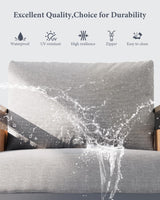 ZANDOR Aluminum Outdoor Patio Furniture Set, 5-Piece Metal Modern Outside Sectional Conversation Lawn Furniture with Coffee Table & Washable Thick Cushions,Seating Sofa for Garden/Backyard/Porch Grey ZANDOR