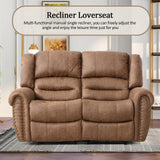 CANMOV Faux Leather Manual Loveseat Recliner, 2 Seat Reclining Chair, Overstuffed Comfortable Arms and Back Recliner Chair, Couch Set for Living Room, Bedroom Furniture, Office,Nut Brown CANMOV