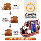 GRETAOTO Personalized Wood Phone Docking Station Gift for Men Bedside Nightstand Charging Station Organizer Mens Accessories Phone Stand Anniversary Birthday Gifts for Dad Him Husband Greta Oto