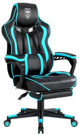 Vonesse Gaming Chair for Adults Gaming Chairs with Footrest Reclining Computer Gaming Chair for Heavy People Gamer Chair Big and Tall Ergonomic Game Chair Racing Chair with Lumbar Pillow(Teal/Cyan) Vonesse
