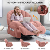 HOMYEDAMIC Recliner Chair Rocker Swivel, Comfortable Soft Fabric Shell Shape with Storage 360 Swivel Manual Big Tall Single Reclining Sofa for Adults Living Room Bedroom (NMH-Pink) HOMYEDAMIC